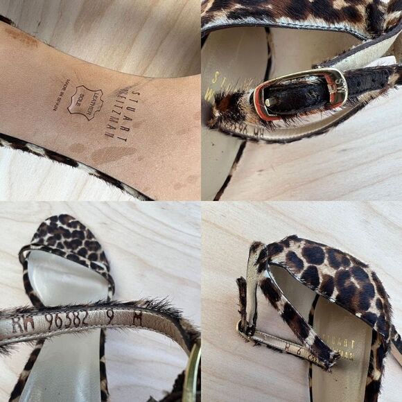 Stuart Weitzman Nudist Heels Sandal Leopard Print Calf Hair womens size 9 - Picture 11 of 12